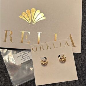 Orelia London Textured Huggie Earrings, goldtone, NWT.